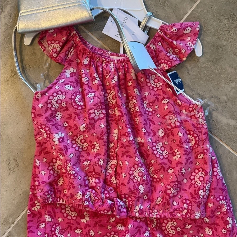 btween Pink Floral Top and Skirt Outfit